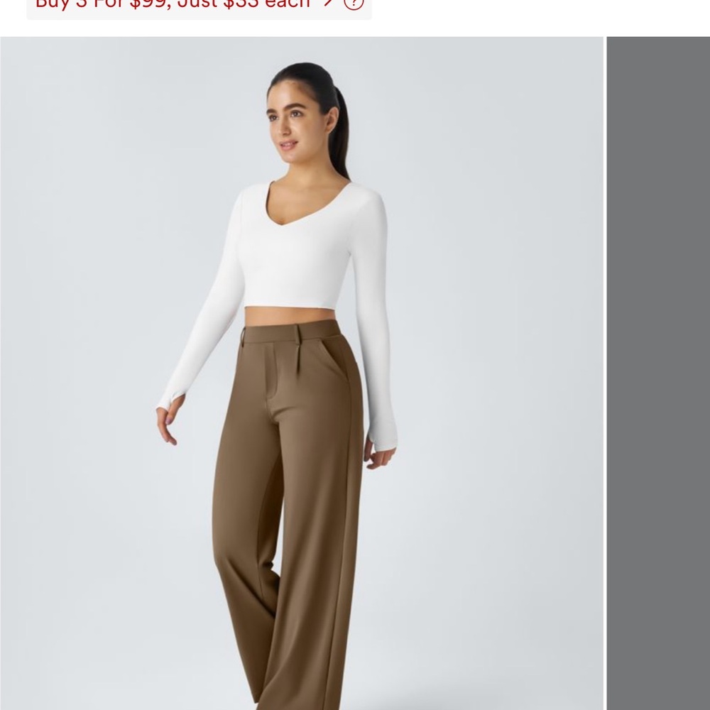 Halara straight leg  work pants brown small tall